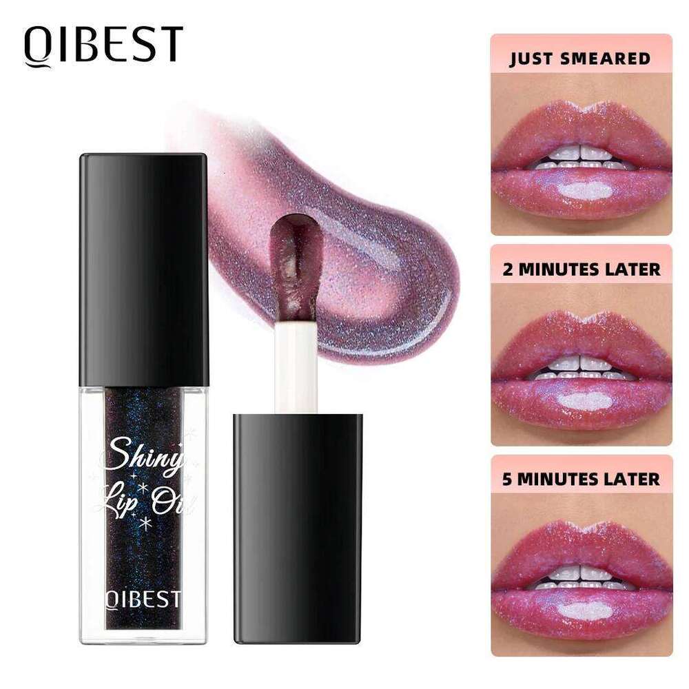 QIBEST Black Mirror Gloss Color Changing Lipstick Moisturizing Shiny Lip Balm Oil Plumping Lasting Diamond Lipgloss Cosmetic Z260310