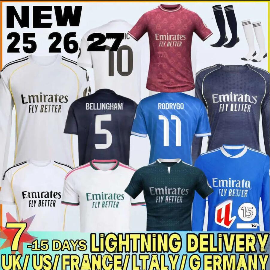 Reals Madrid 2026 Soccer Jerseys MBAPPE BELLINGHAM chandal VINI JR Children 25 26 27 Football Shirt Top Valverde Endrick RODRYGO CAMAVINGA Camiseta Jersey Kids Kits