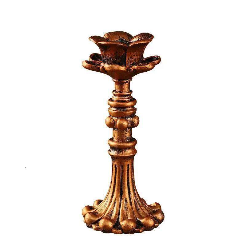New Vintage Taper Holders - Antique Bronze Finish Resin Candle Sticks For Wedding, Dinner Party, Table Centerpiece Decor H260310