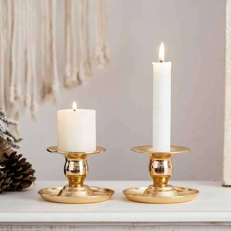 Iron Round Craft Holder Creative Simple Romantic Cup Table Decoration Rod Wax Socket Base Candle Tray H260310