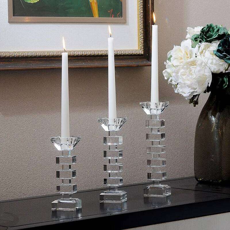 Nordic Crystal Glass Candle Holder, Single Head, Dual Purpose, Wedding Decor, Candelabra, Coffee Table, Centerpieces, Home Decor H260310