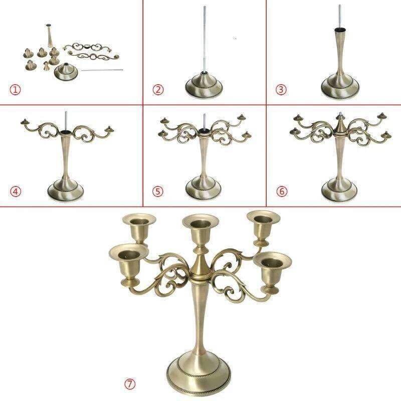 Silver/Gold/Black/Bronze 5 Arms Metal Candle Holder Candlestick Candelabra Stand high quality H260310