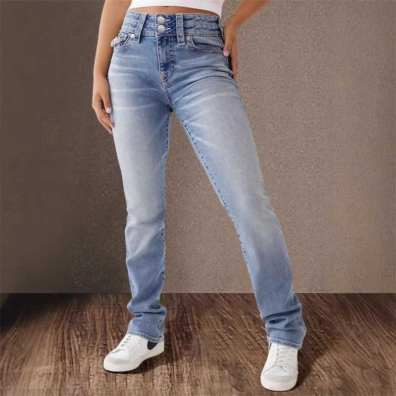 Spring 2025 Y2K Baggy Jeans for Women Trendy Mid Waist Casual Straight Leg Boyfriend Jeans Denim Pants with Pocket Streetwear M260310