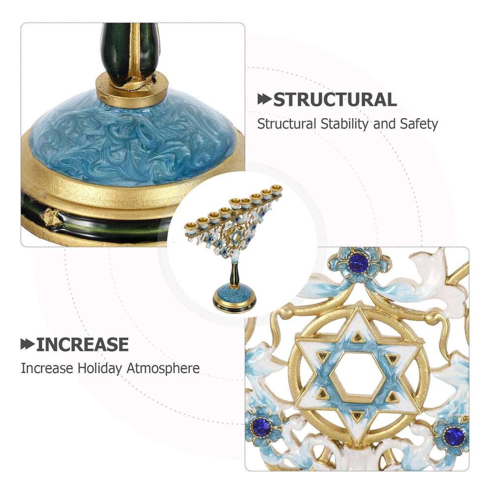 Hexagram 9 Branch Candle Holder Hanukkah Menorah Candelabrum Candlestick Stand For Christmas Party Wedding Celebration Decor H260310