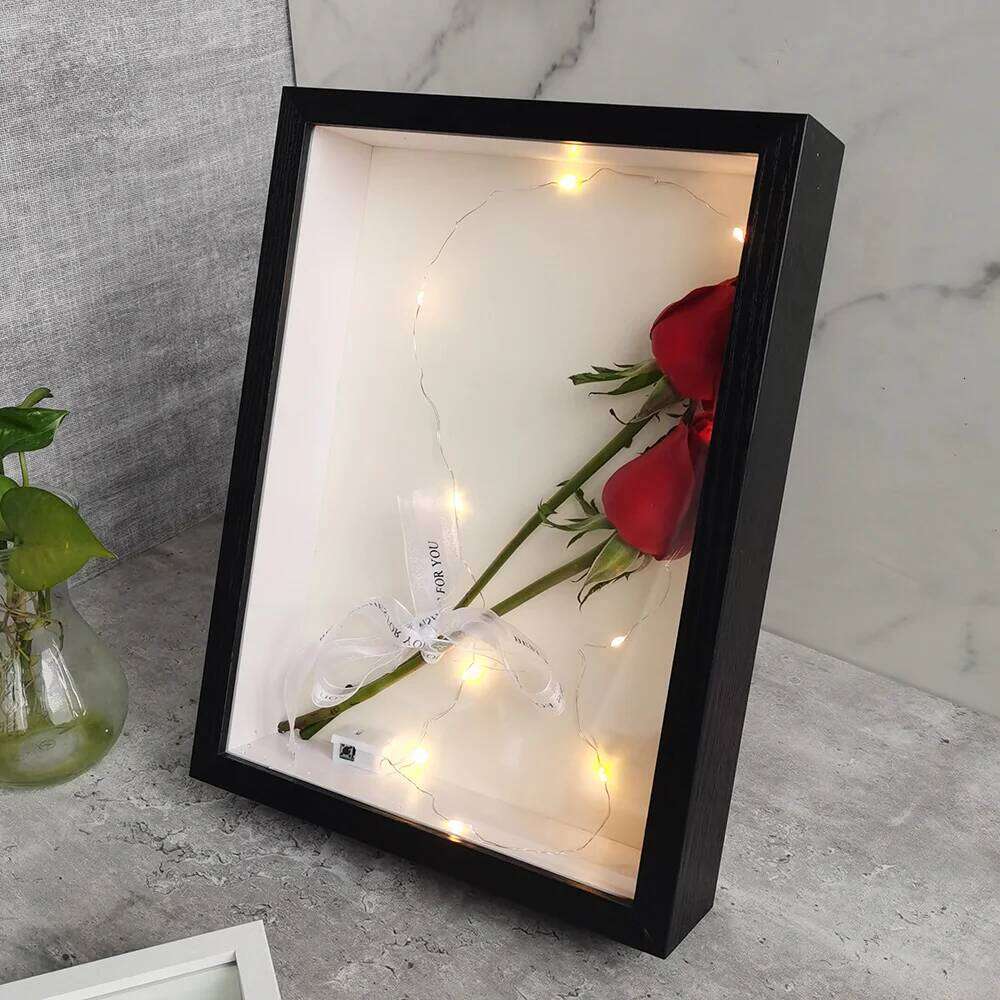 Shadow Box Frames Bouquet Display Flower Case Depth 3cm Wooden Photo Frame For Displaying Three-Dimensional Gift H260310 - view 3