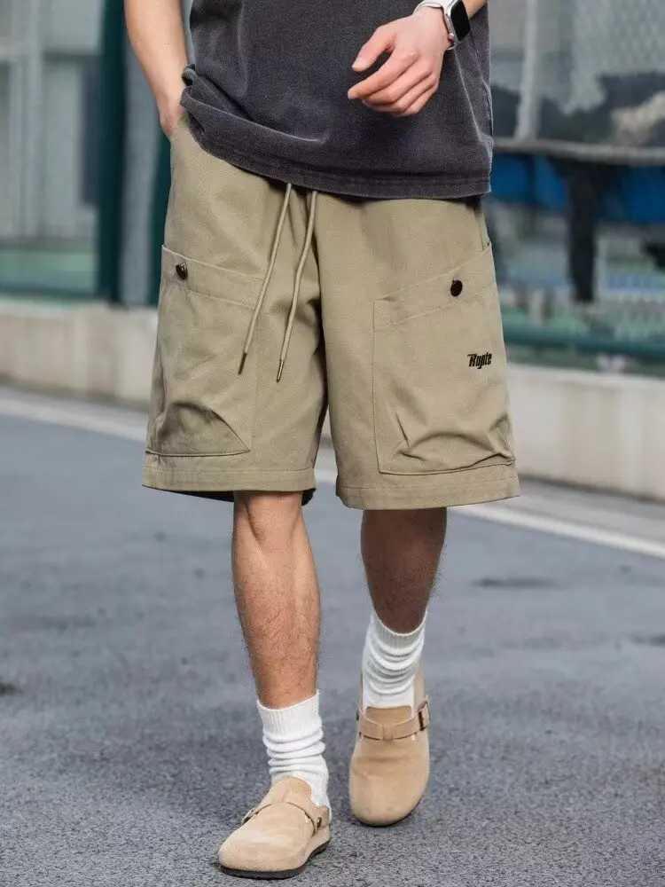 Retro Large Pocket Work Shorts Mens 25 Summer New High Street Loose American Letter Embroidered Five-point Casual Pants Top N260310