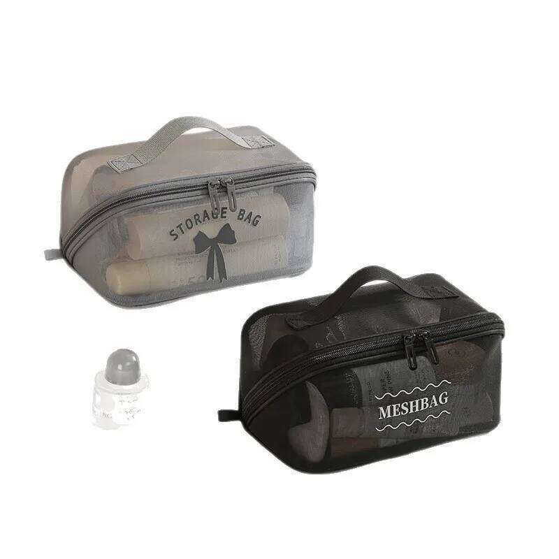 Mesh large-capacity pillow storage splash-proof hand carry high-looking simple toiletry bag XJ260310