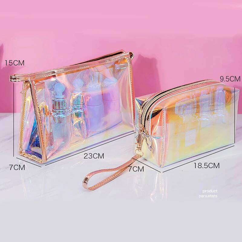 Colorful Holographic Women Cosmetic Bag TPU Clear Makeup Beauty Organizer Pouch XJ260310