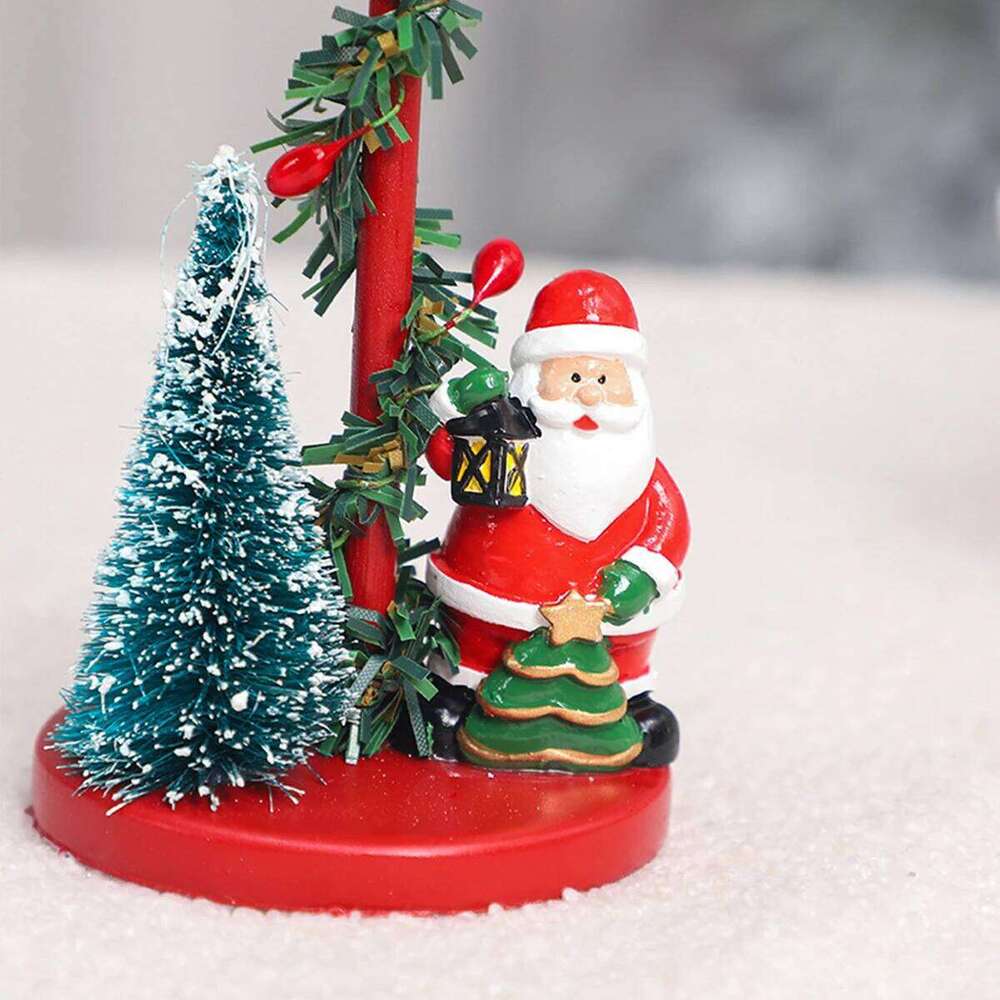 Desktop Resin Tree Santa Claus Candle Holder Christmas Party Decorations Ornaments H260310