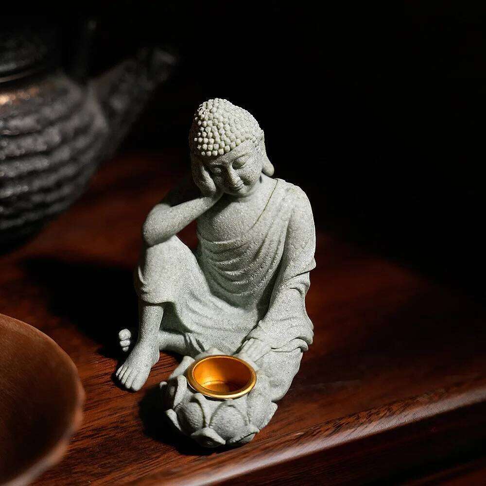 Zen Buddha Statue Incense Holder Home Decoration Candle Tea Light Holders Decor for Garden Patio Desk Porch Yard Art Ornaments H260310