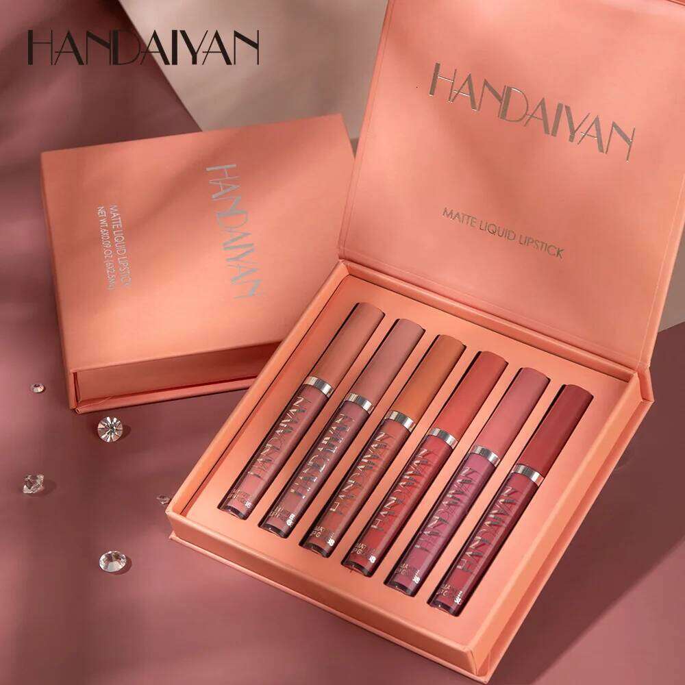 HANDAIYAN 6Pcs Liquid Velvet Matte Lip Gloss Red Lipstick Nude Makeup Women Long Lasting Waterproof Beauty Cosmetics Z260310