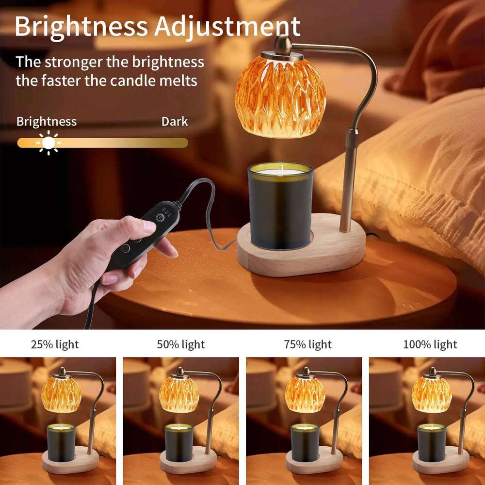 Retro Candle Warmer Table Aromatherapy Lamp with Timer & Dimmer Height Adjustable for Scented Candles Home Bedroom Decor H260310