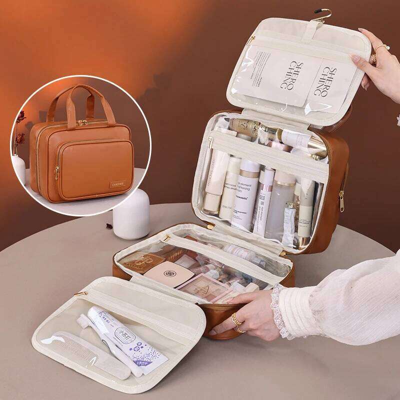 New Multi-layer Hanging Cosmetic Bag Large Capacity Waterproof Transparent Makeup Organizer for Travel PortableToiletry Pouch XJ260310
