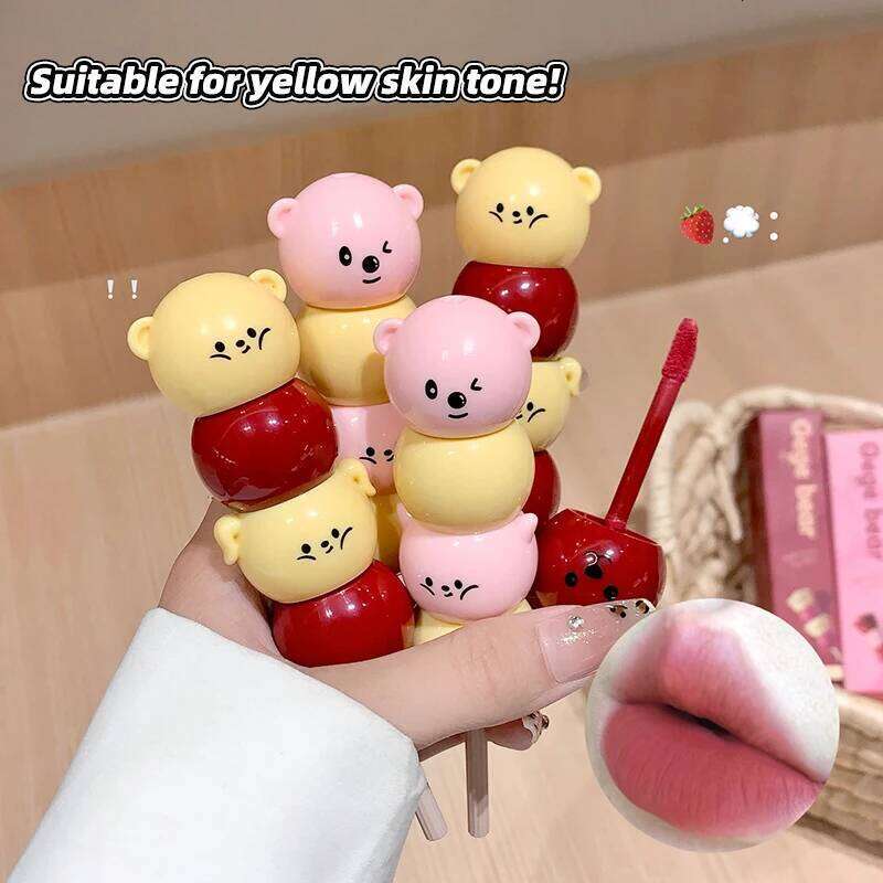 Gege bear candied haws on a stick Matte Velvet Lip Glaze, Natural Long-Lasting lipstick birthday gifts Z260310