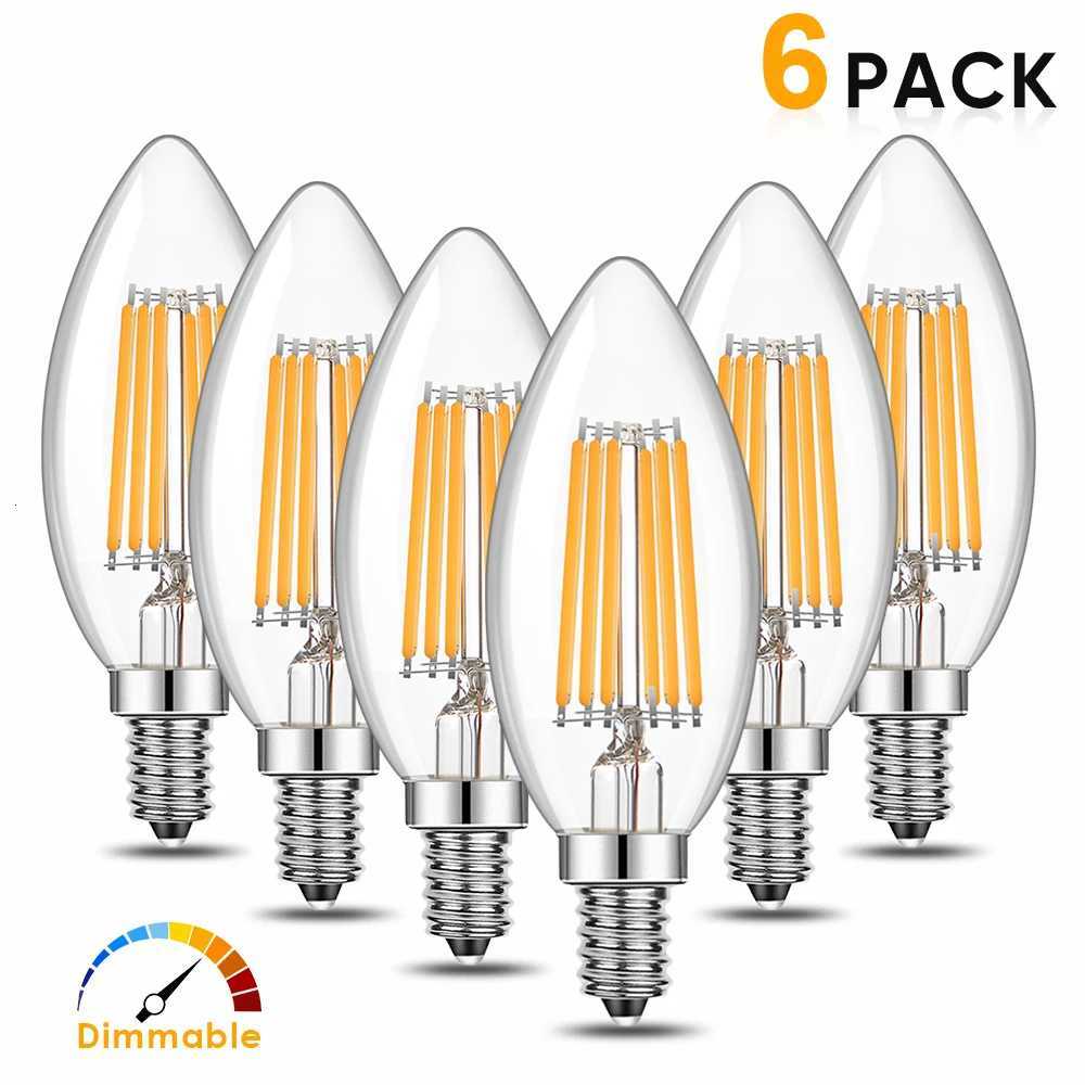Candle C35 E14 4W 6W 220V Led Light Bulbs Warm White Dimmable Replaceable Pendant Chandelier Indoor filament lamp Decor Home H260310