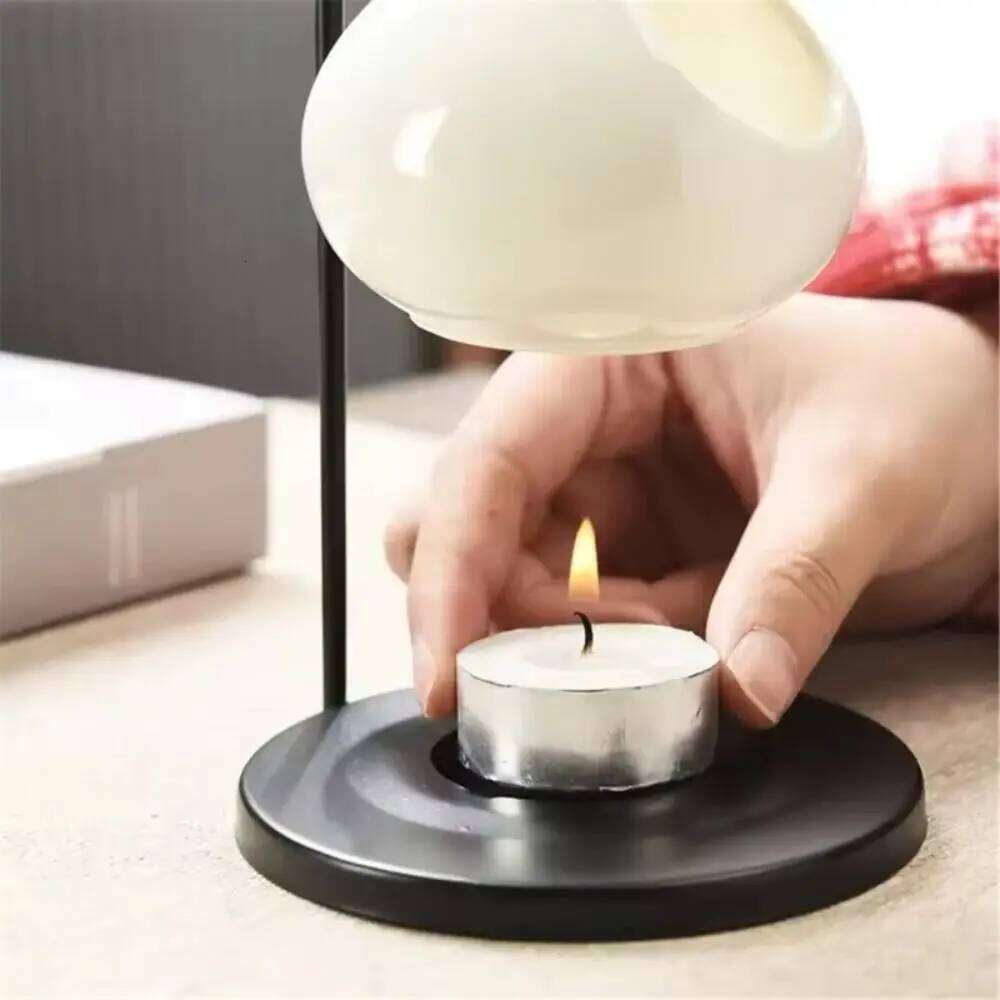 Portable Hanging Scented Oil Lamp Black Ceramic Candle Holder Aromatherapy Burner Bedroom Fragrance Item Home Decor H260310