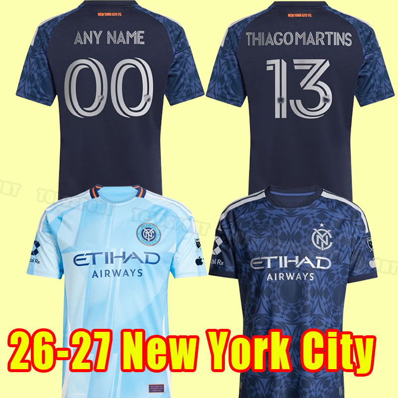 New York City FC 26 27 Soccer Jerseys Tayvon Gray Chris Gloster Maxime Chanot Thiago Martins Malte Amundsen Christian McFarlane Samuel Kwaku Owusu 2026 2027
