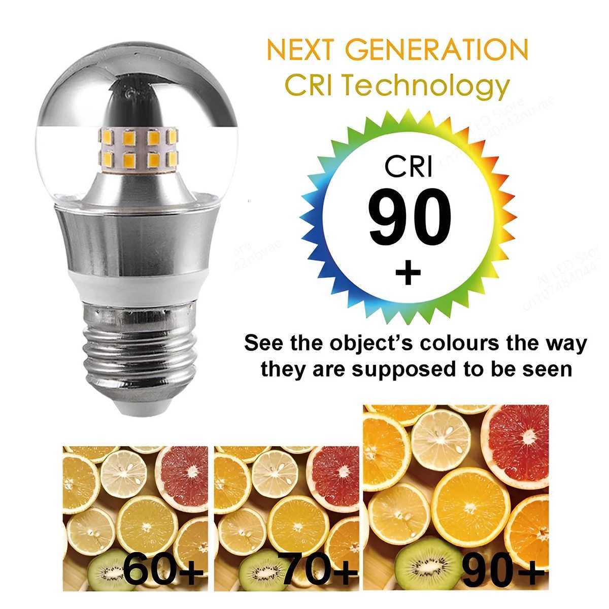 LED Mirror Bulb Half Silver Filament Led 5W E27/E14 Base Silver Bedroom House 360 Degree Angle Warm White Light Ball Lamp H260310