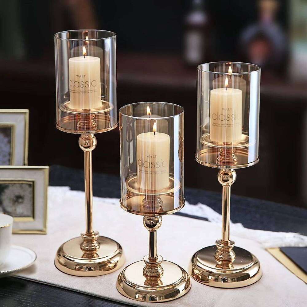 Windproof Clear Glass Candle Holder for - Thick Transparent Desktop Candlestick, Outdoor Dining Table Decor H260310