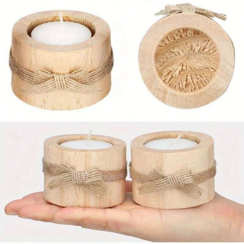 Wooden Candle Holder with Multiple Sizes Rustic Tealight and Votive Design for Home Decor Natural Log Style Excluding Candles H260310