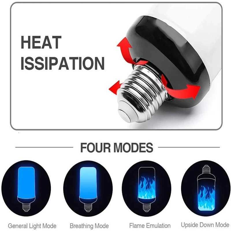 LED E27 Flame Bulb Fire E14 lamp Corn Bulb 4 Modes Party LED Light Dynamic Flame Effect 85v-265v for Home Lighting H260310
