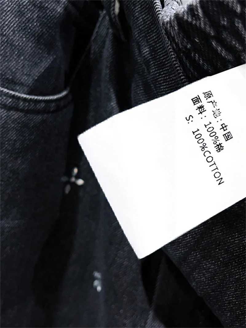 Rhinestone Flower Denim Long Pants Women Letter Embroidery Straight Casual Jeans for Female 2025 Spring SummerT260310