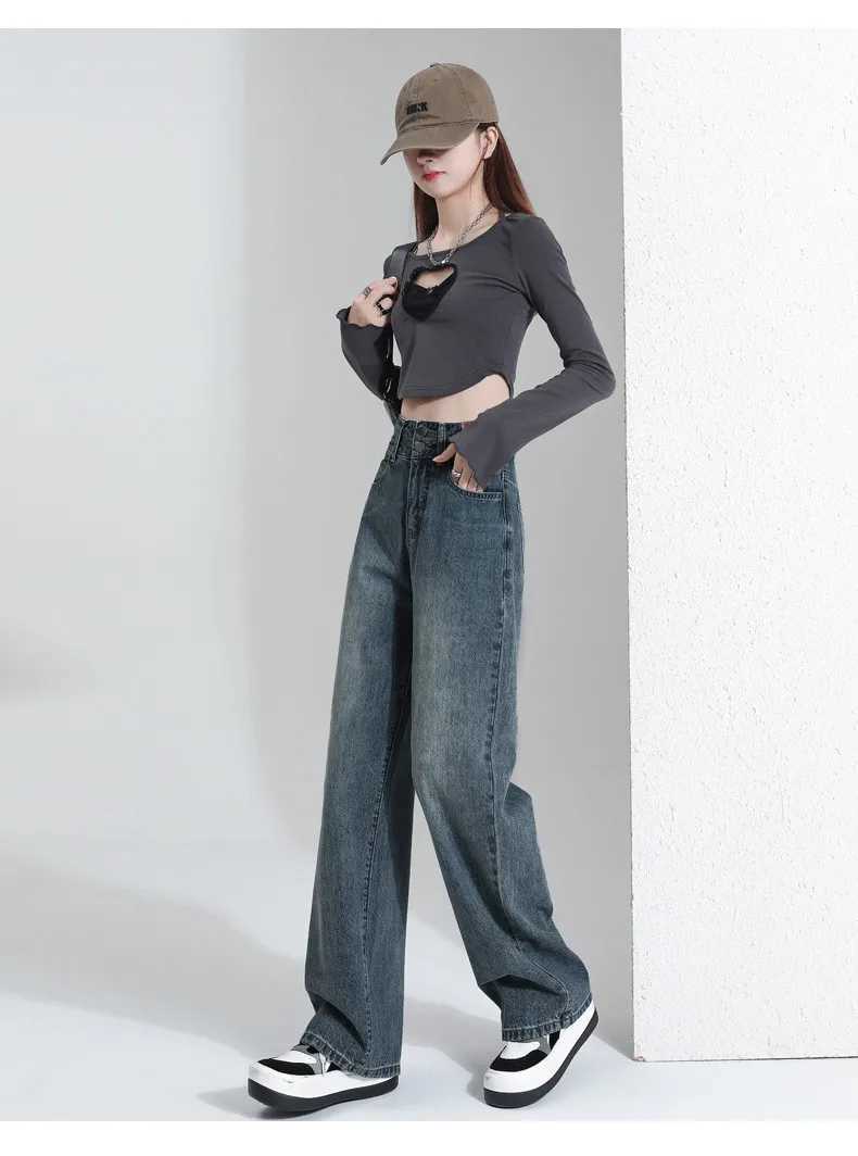 New Woman Korean Double BuCKle Design Jeans Female Winter Snow Warm THermal Plush Pants Popular High Waist Denim Trousers M260310
