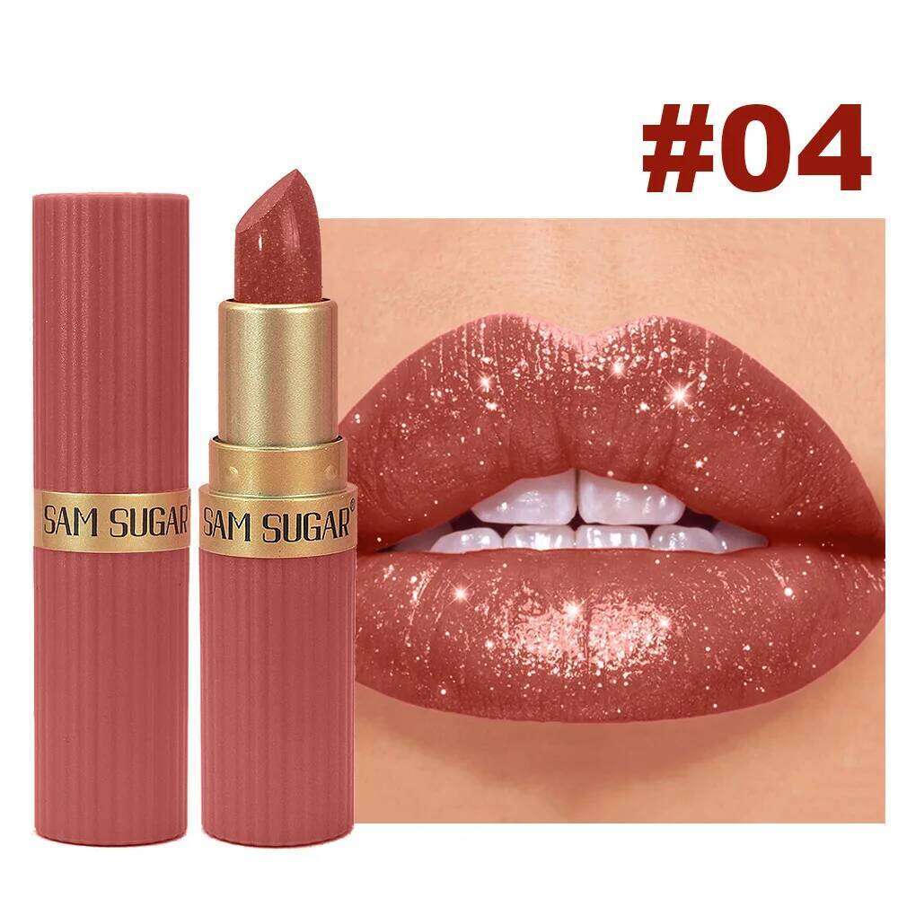 6colors Glitter Lipstick Waterproof Long Lasting Gloss Diamond Shimmer Pearl Lip Glaze Moisturizing Women Lips Makeup Novice Z260310