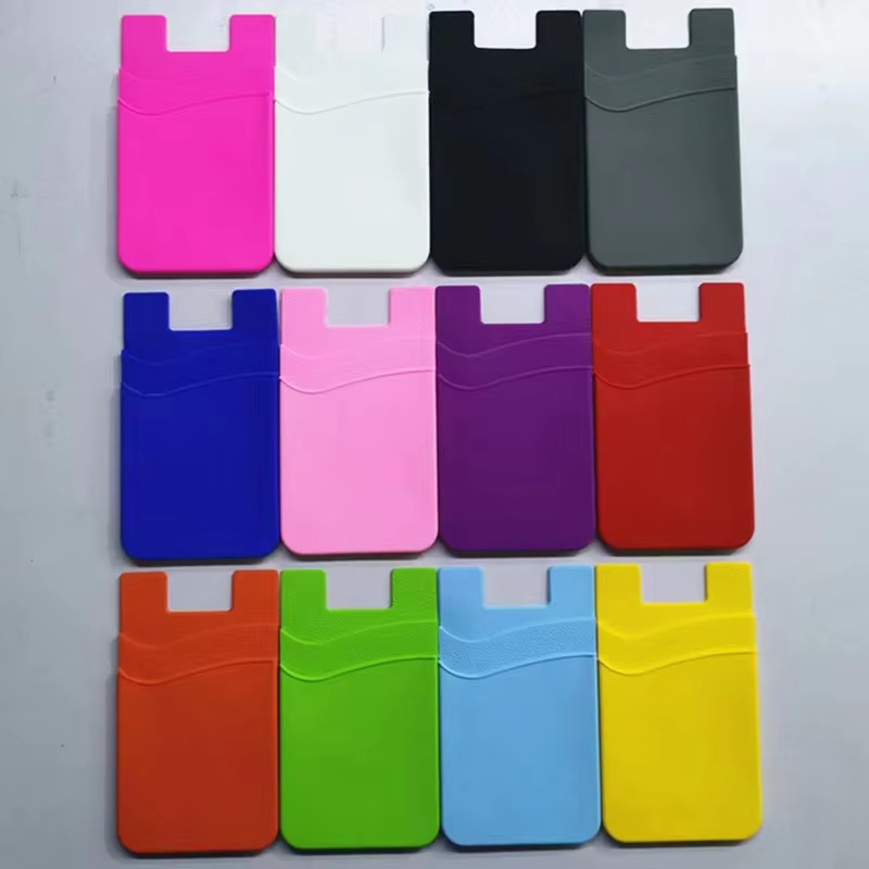 Silicone Phone Back Card Holder Glued to Mobile Phone Self-adhesive Mini Wallet Card Holder Credit Pocket