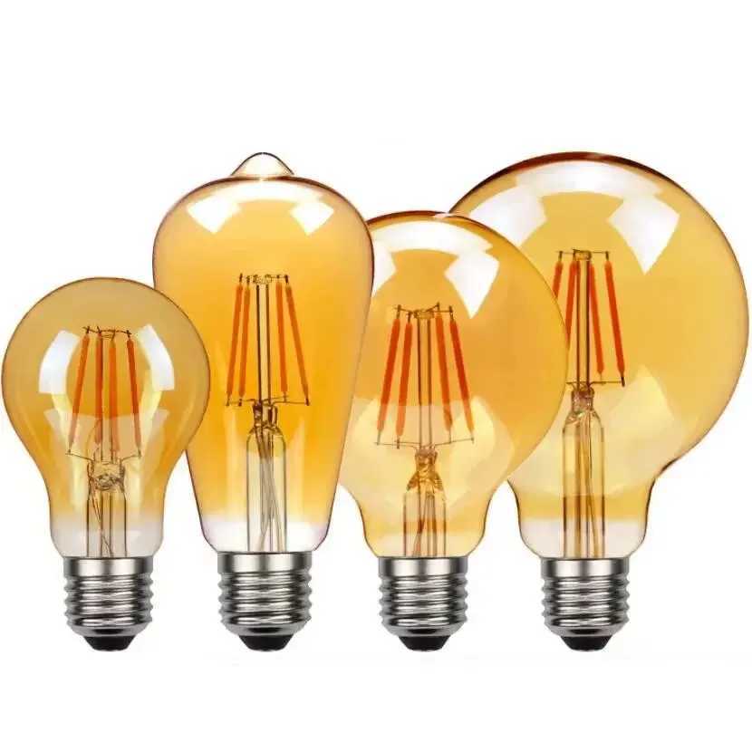 Edison Light Bulb ST64 G80 G95 G125 4W 6W 8W 10W 12W 220V Filament LED Bulb Retro E27 Warm Yellow Living Room and Bedroom Light H260310