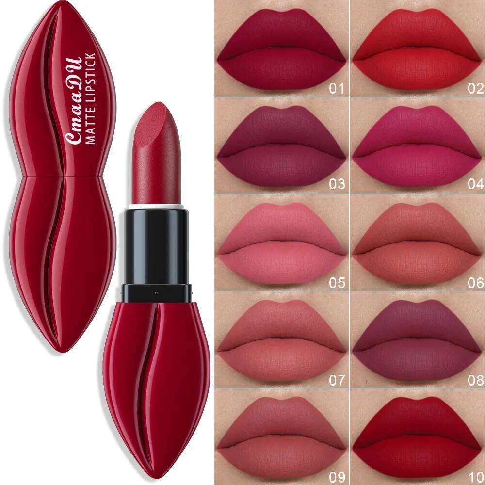 10 Matte Velvet Rich Color Rendering Lip Makeup Tool Long Lasting Waterproof Lipstick Z260310