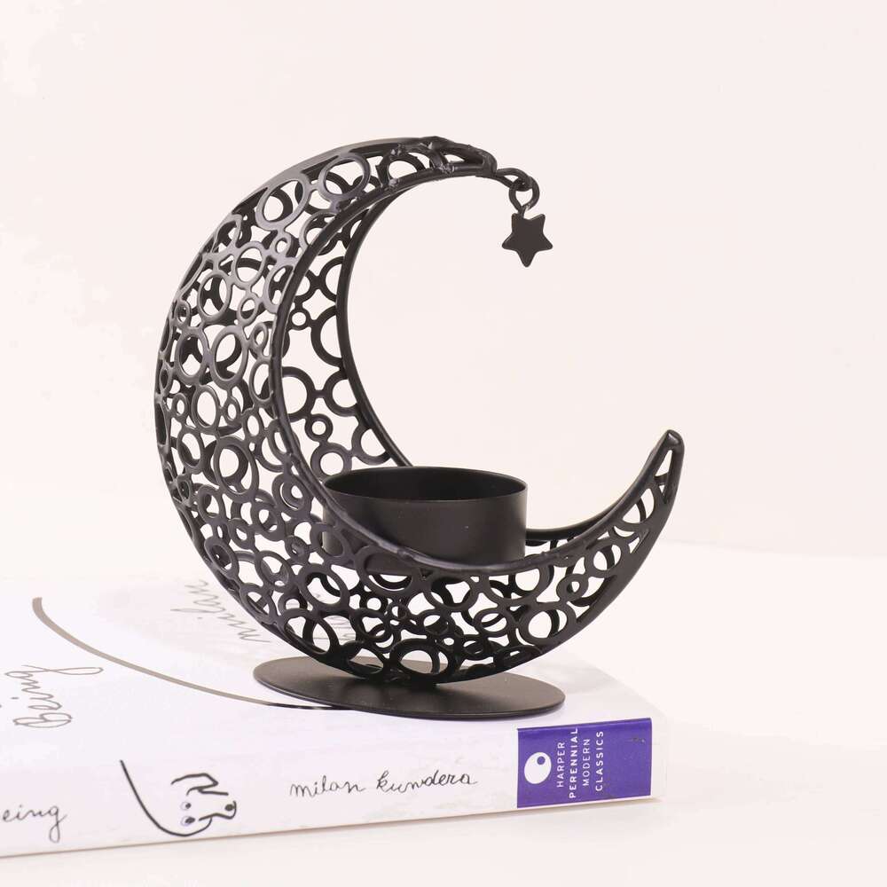 Ramadan 3D Moon Romantic Light Desktop Candle Holder, Eid Home Decor Ornament, Exquisite Gift H260310