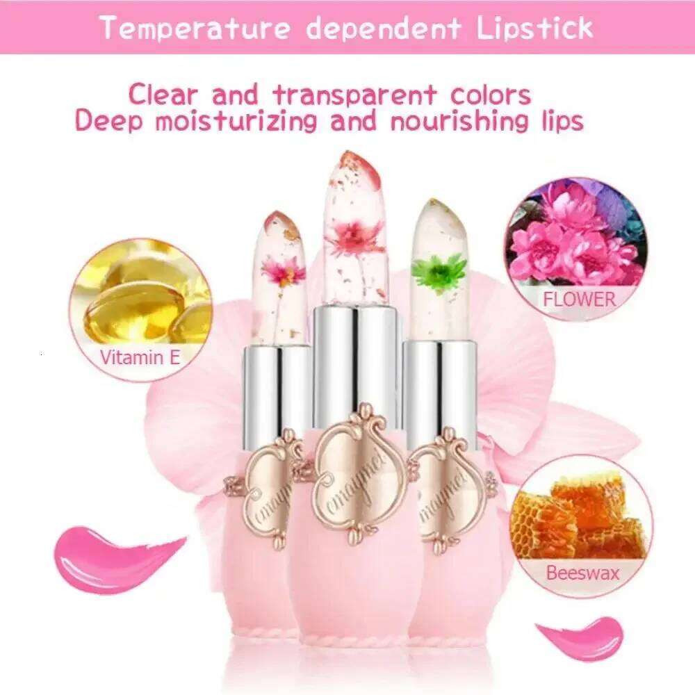 Moisturizing Color Change Lipstick Set 6 Pieces Jelly Gloss Long Lasting Dry Flower Crystal Clear Pink Lip Balm Makeup Kit Z260310