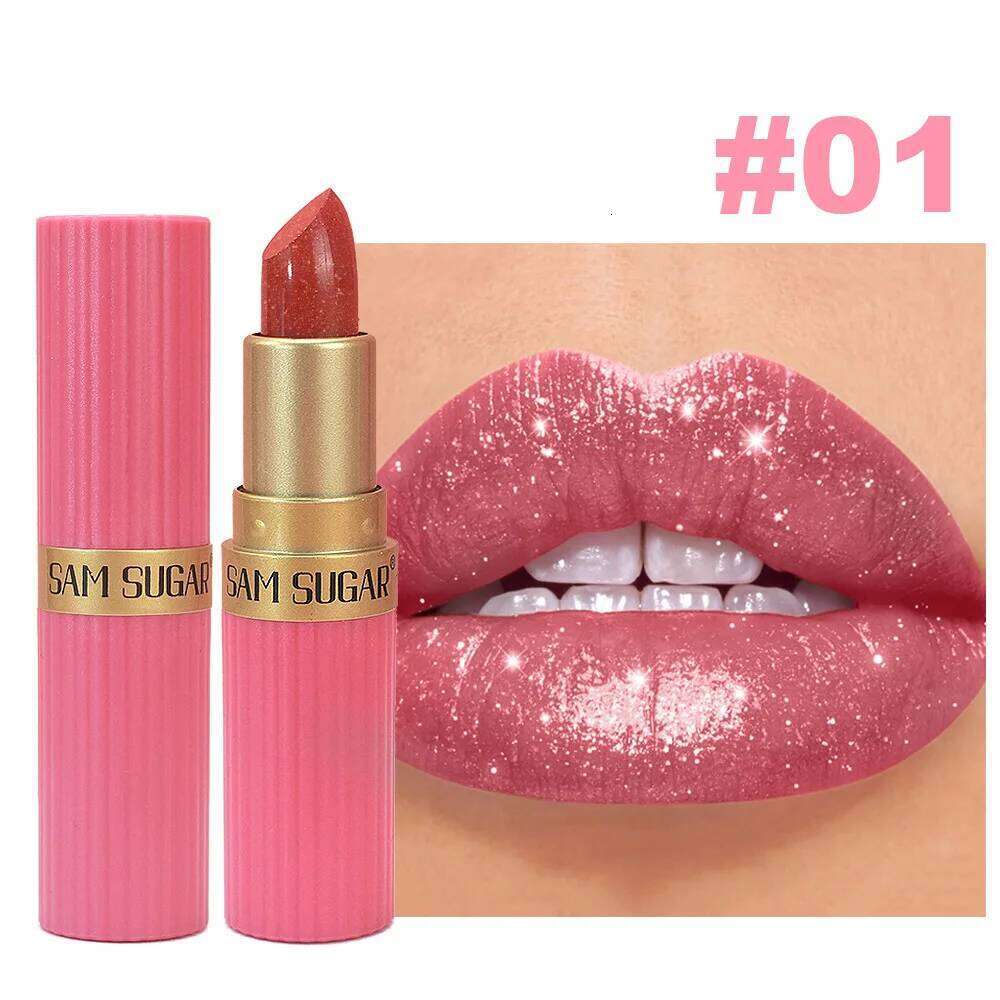 6colors Glitter Lipstick Waterproof Long Lasting Gloss Diamond Shimmer Pearl Lip Glaze Moisturizing Women Lips Makeup Novice Z260310