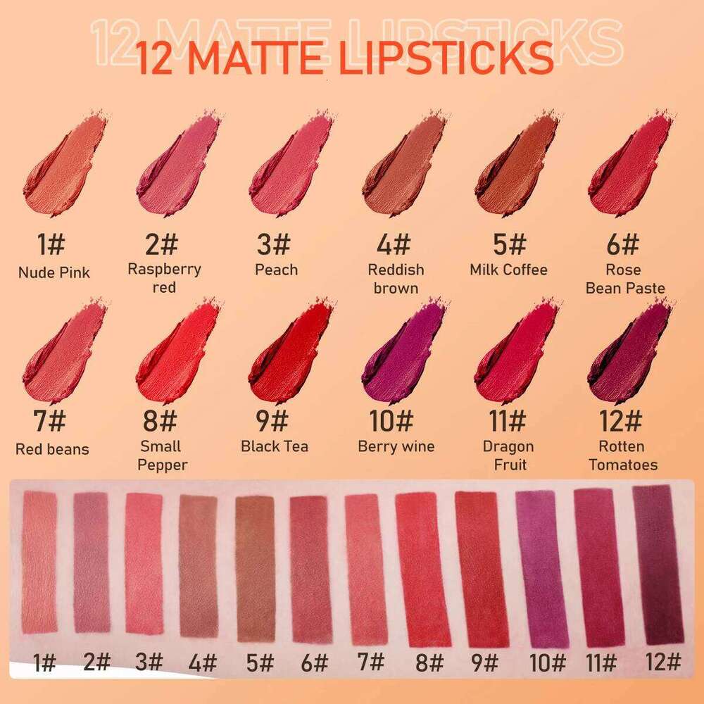 IMAGIC 12-Color Lipstick Matte Velvet Pigment Nude Rouge Waterproof Long Lasting Lip Profissional Cosmetics Beauty Z260310