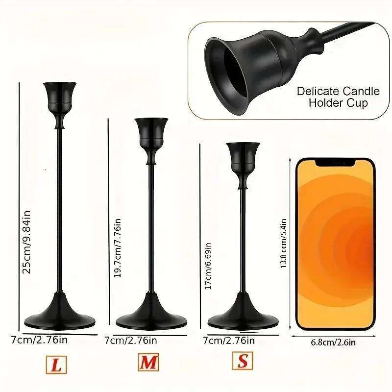 6 Piece Metal Holder Set - Romantic Tabletop Candle Holders for Wedding Centerpieces, Birthdays and Holiday Decorations H260310