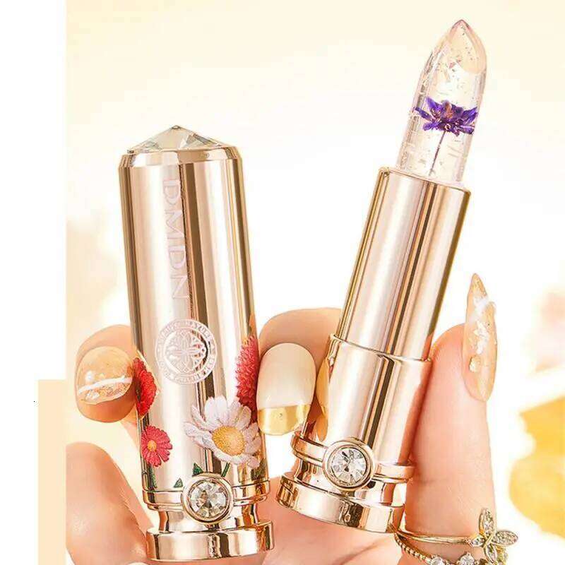 Crystal Petals Color-changing Flower Gold Foil Desalination Color Lipstick Soft Delicate Lasting Waterproof Makeup Z260310