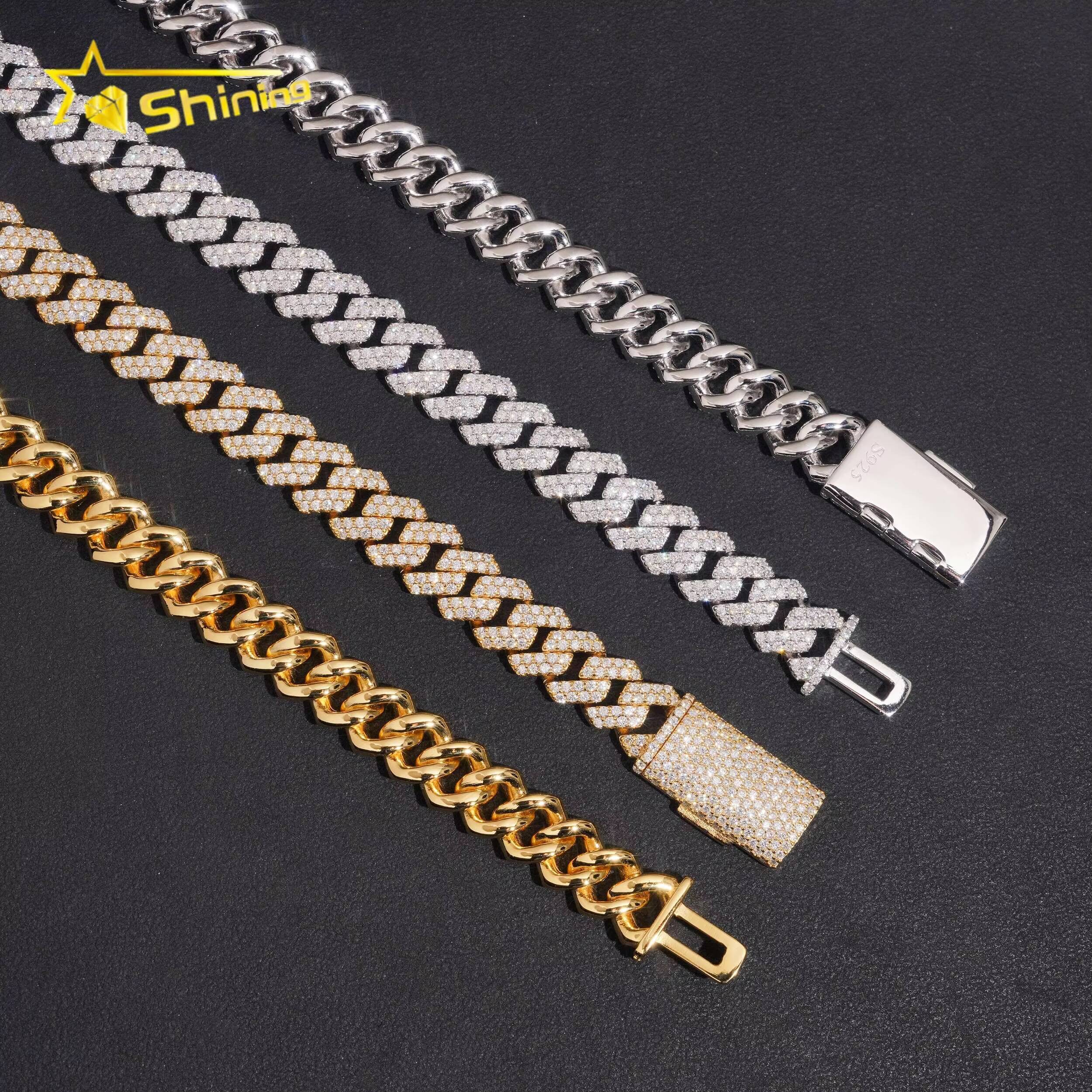 Wholesale Price Hip Hop Pass Diamond Tester Brass Iced Out Moissanite 10mm Cuban Link Chain