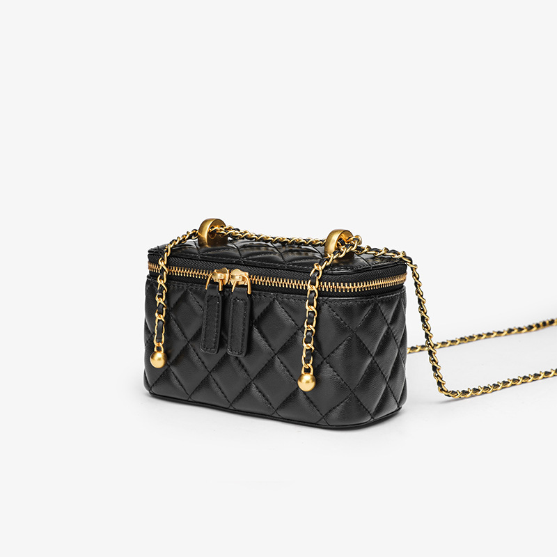 Spring/summer Golden Designer Bag Ball Seam Chain Bag Genuine Leather Top Luxury Fashion Shoulder Bag Women's Bag 2026 New Mini Lipstick Box Bag 