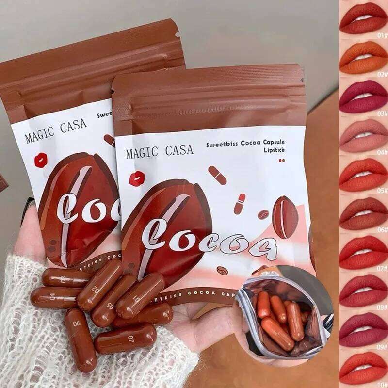 10 Convenient Mini Capsule Set Velvet Matte Waterproof Lip Glaze Sexy Nude Easy To Color Lipstick Novelty Makeup Z260310