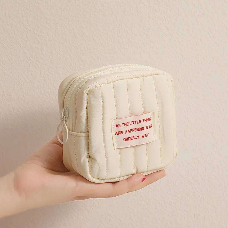 Korean Mini Cute Square Cosmetic Bag, Multifunctional Portable Coin Purse Card Lipstick Sanitary Napkin Storage Small Zipper Bag XJ260310