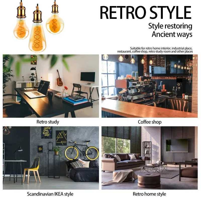 2Pcs LED Edison Light Bulb E14 E27 4W 220V Retro Filament Bulb C35 ST64 G80 G95 G125 Warm Yellow Living Room and Bedroom Light H260310