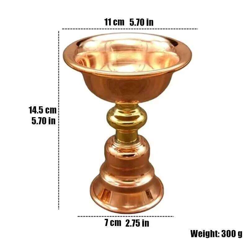 Red Brass Tibetan Candlestick Religion Handcrafted Polishing Altars Candle Floating Light Lamp Buddhist Tribute Table Decoration H260310