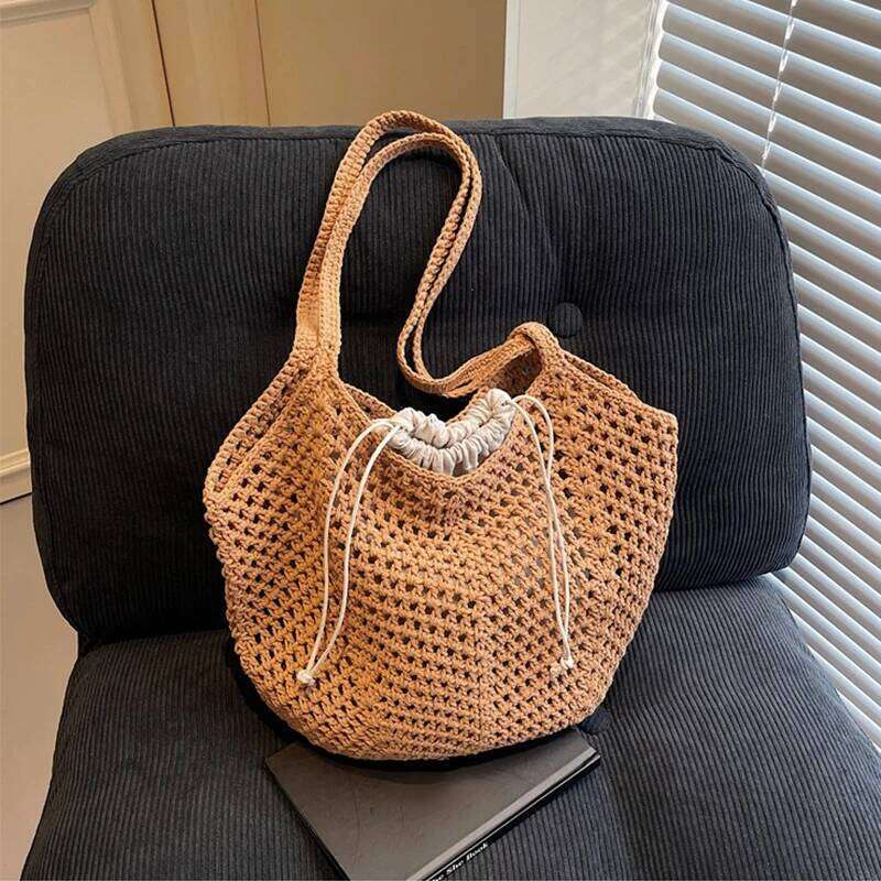 Chic Simple Lady Large Capacity Shoulder Bags Shopping Beach for Women Casual Straw Woven Tote Bag Female Handbag Purses XJ260310