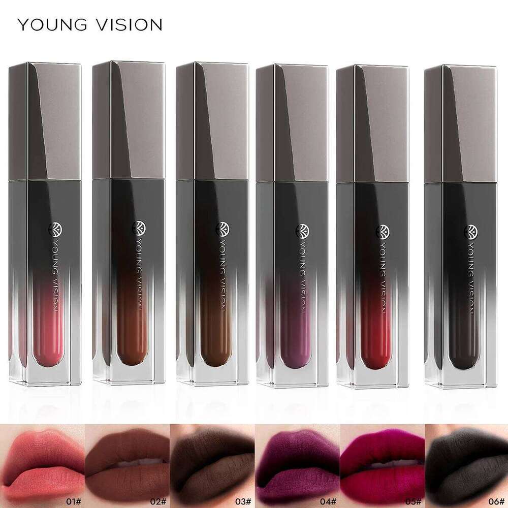 YOUNG VISION Matte Velvet Waterproof Nude Mud-like Texture Finish Latte Coffee Brown Lip Gloss Cosmetics Z260310