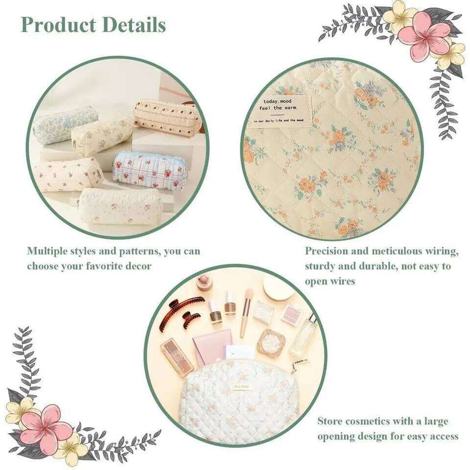 1pcs Cute Quilted Cotton Makeup Bag Women Zipper Cosmetic Organizer Cloth Handbag Box Shape Portable Toiletry Case for Girls XJ260310