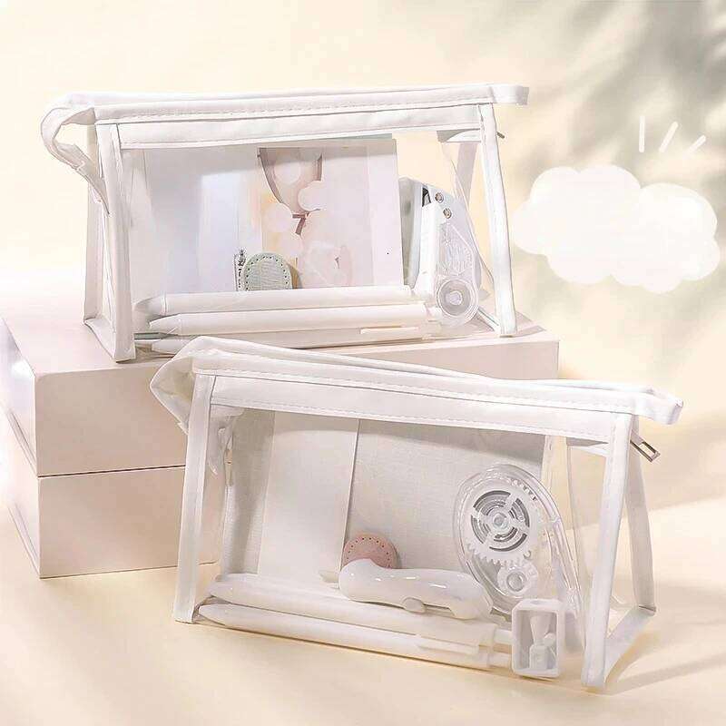 Large Capacity Waterproof Cosmetic Bag Clear Summer Storage Makeup Organizer Bags Supplies Girl Transparent Pencil Case XJ260310