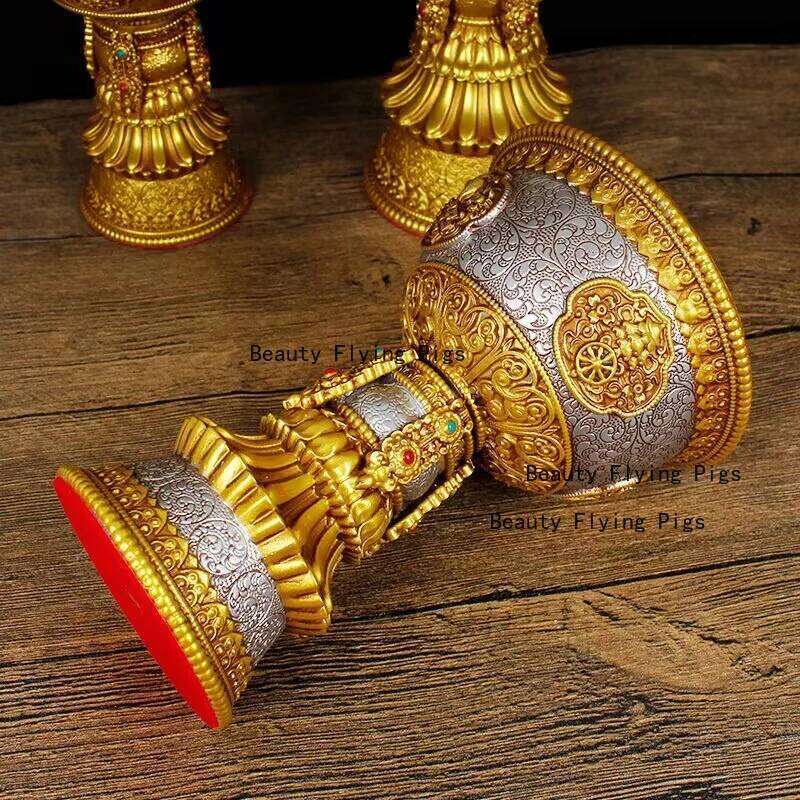 1pc Resin Rechargeable Candle Holder Tibetan Electronic Butter Lamp Buddhist Table Centerpiece Simulated Flame Home Decorative H260310