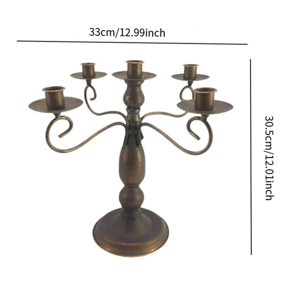 5 Arm Candle Holder Metal Candelabra Home Living Room Candelabrum Candlestick for Valentine's Day Christmas Halloween Kitchen H260310