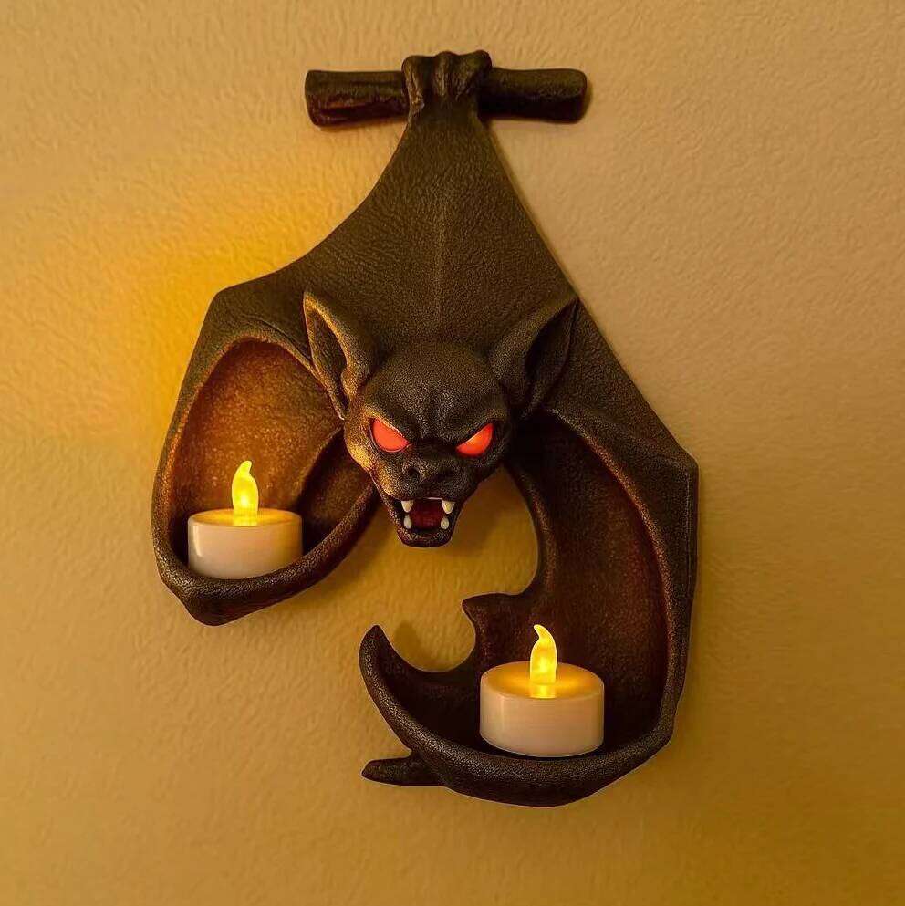 Cross-Border Bat-Shaped Wall-Mounted Double Candelabra For Dark Gothic-Style Wall Decoration Scenario H260310